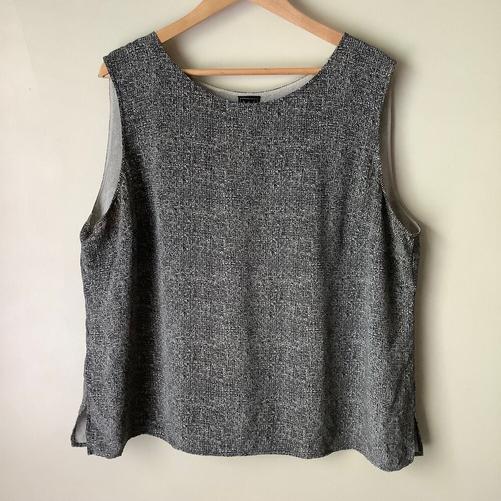 DUE PER DUE Static Pattern Womens Sleeveless Scoop Neck 100% Silk Blouse 20W